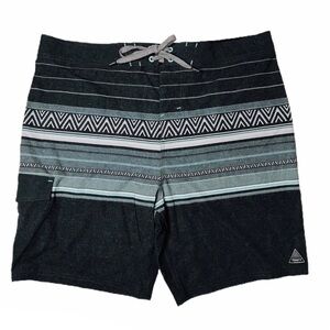 Trinity Mens Boardshorts Black/Aqua/Multi Size 38